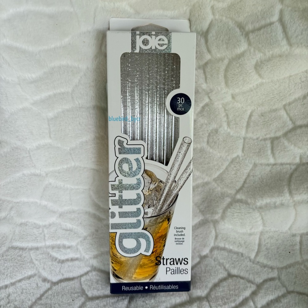 Joie Glitter Reusable Straws - Silver Sparkle (30pc)